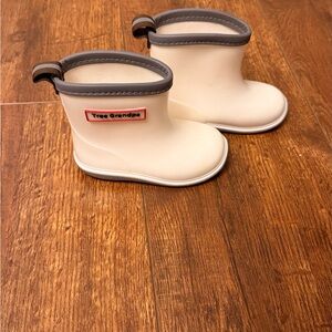 Kids Cream and Gray Rain Boots